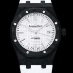 INA Factory Audemars Piguet white face Black Carbon Fibre Swiss eta Movement Replica Watch